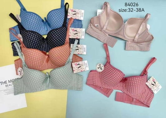 Underwire dotted padded half cup Bra